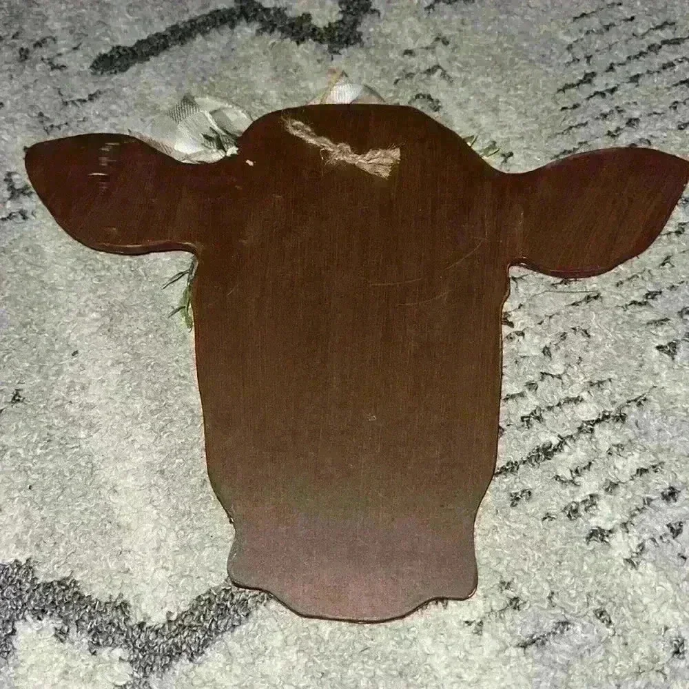 Wooden Cow Face Silhouette Handmade Super Cute‎